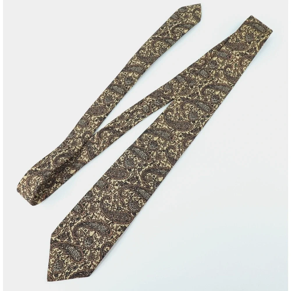 Vintage Oscar‎ De La Renta Tie Men Floral Paisley Print USA Set of 2 Necktie